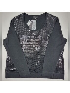 NEW CARLISLE COLLECTION Carnegie Sequin Silk Sweater Top Women's Size XXL NWT